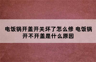 电饭锅开盖开关坏了怎么修 电饭锅开不开盖是什么原因